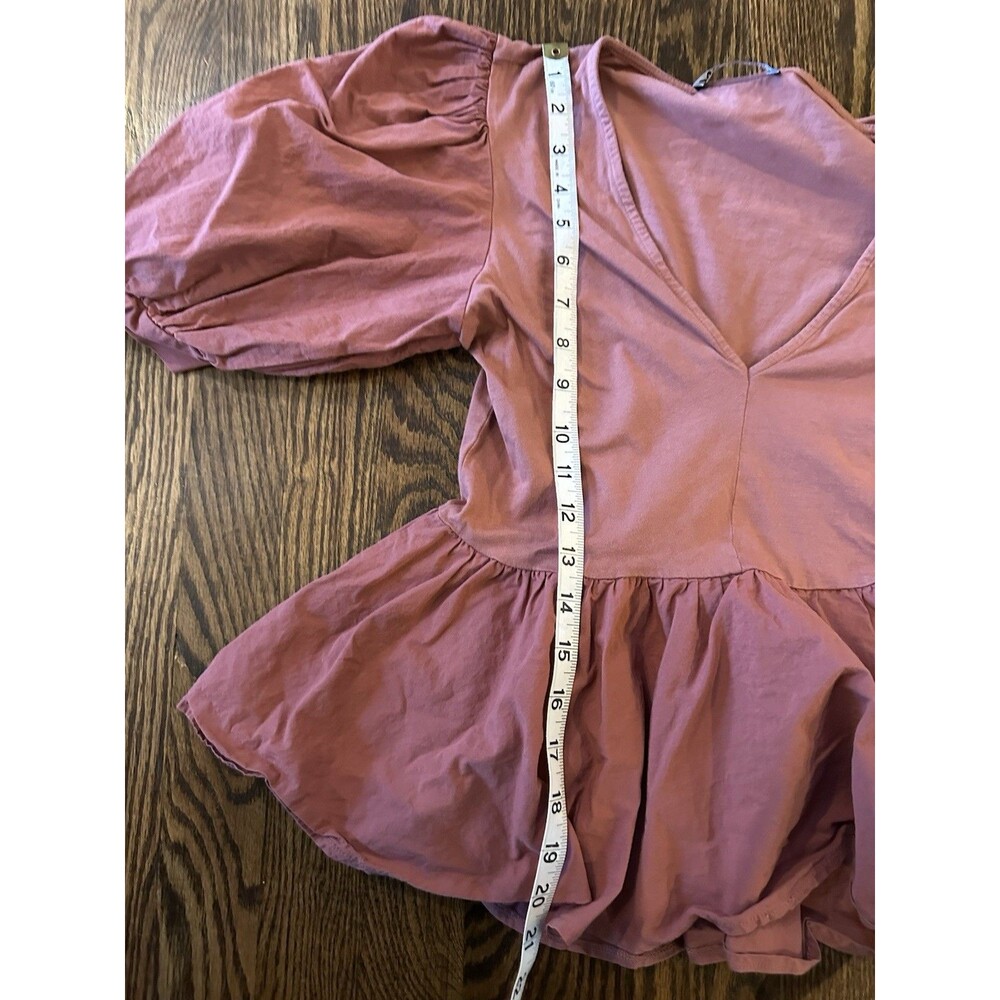 Zara Pink Bell Sleeve Tie Peplum Blouse 100% Cotton Women's Size Medium EUC - Picture 13 of 13